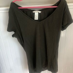 Olive Green V-Neck Top